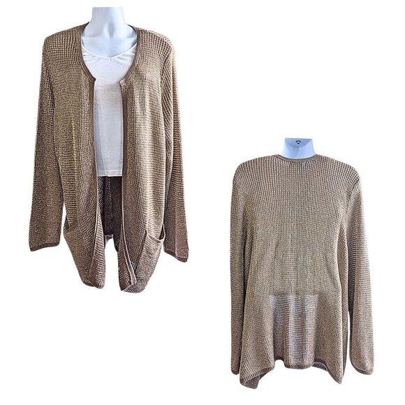 Incredible NWOT Vtg Y2K JESSICA LONDON Crochet Chainmail Lurex Cardigan Sz 26/28 - Picture 1 of 9